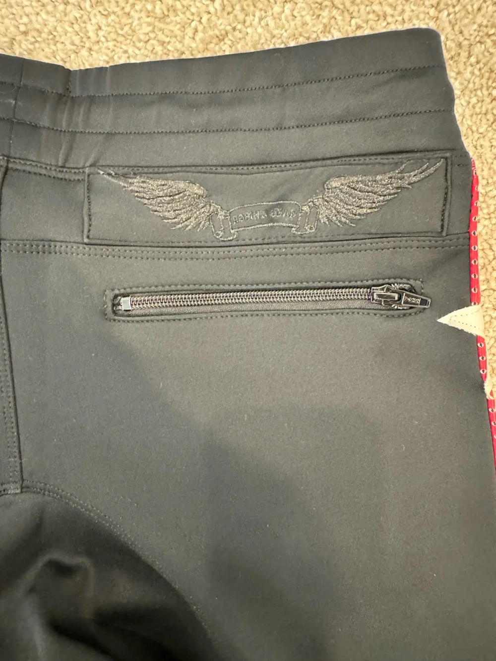 Robin's Jean Black Joggers with Red Star-Trim Side Panels